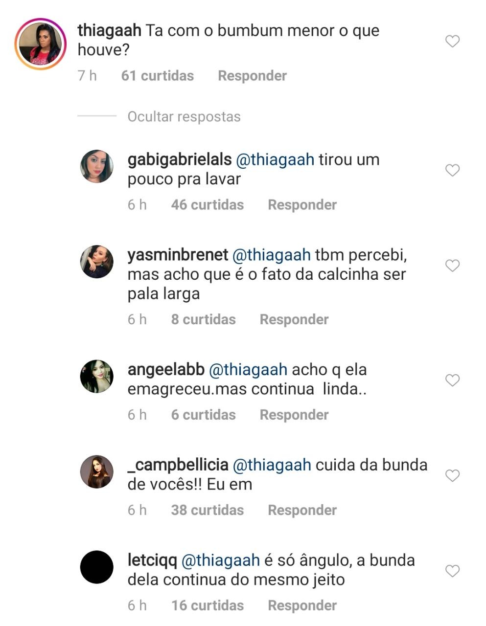 Comentários no post da Anitta (Foto: Reprodução/Instagram)