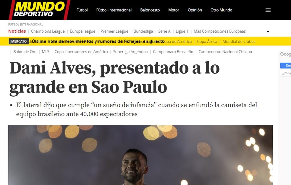 Daniel Alves no Mundo Deportivo — Foto: Reprodução