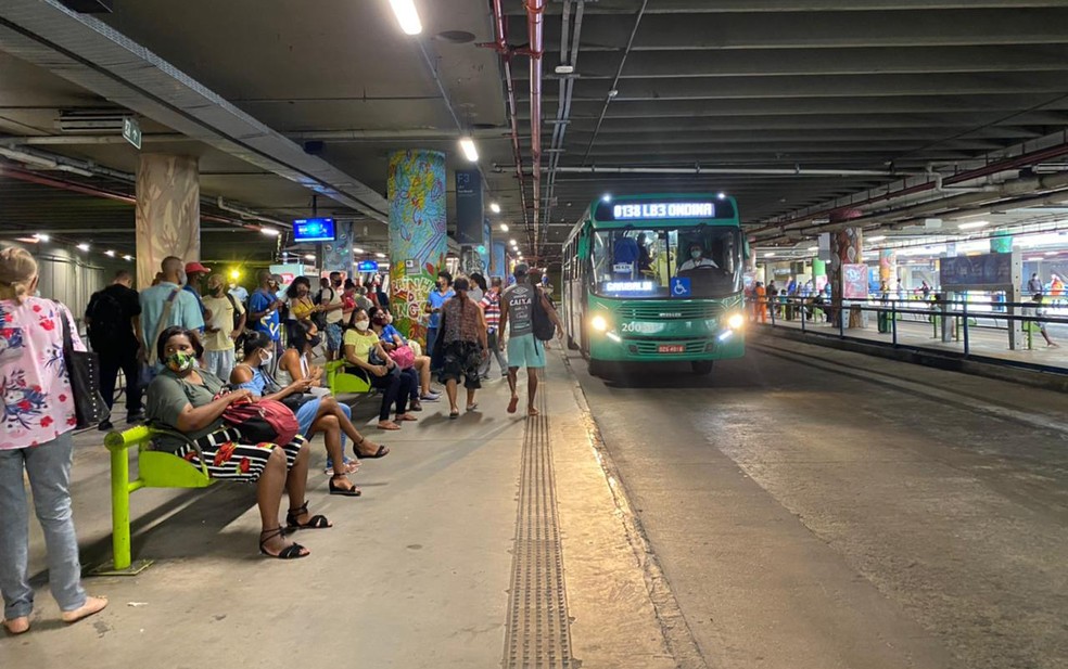 Após paralisação de 4h, coletivos voltaram a rodar na capital baiana — Foto: Camila Oliveira/TV Bahia