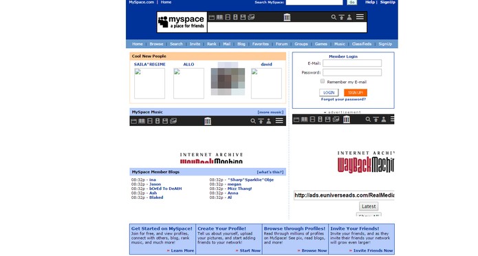 MySpace foi reformulado e hoje funciona como um portal de conteúdo (Foto: Reprodução/Internet Archive)