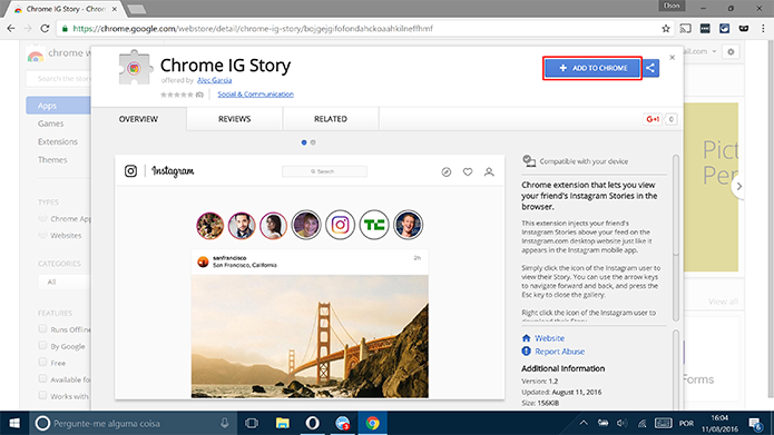 Chrome IG Story mostra as histórias do Instagram no Google Chrome do PC (Foto: Reprodução/Elson de Souza)