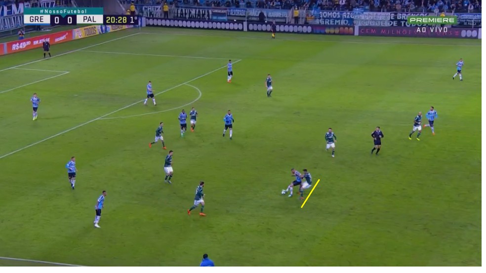Palmeiras aperta a marcação no campo de ataque (Foto: Reprodução/Premiere)