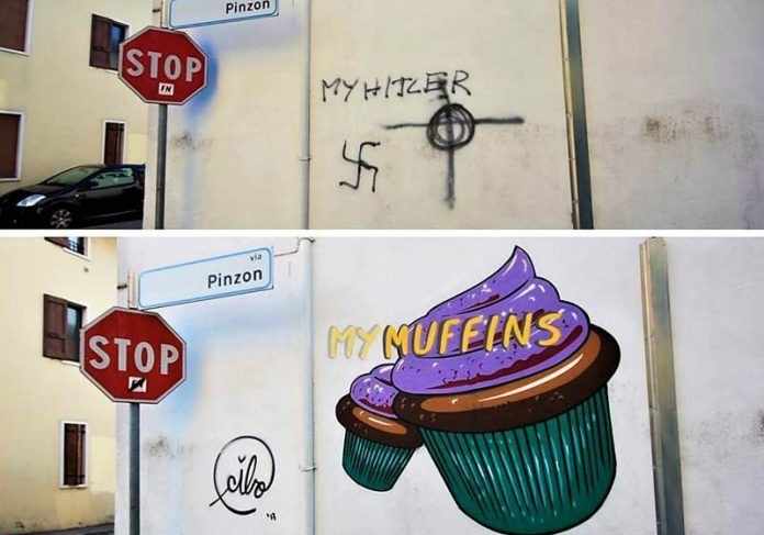 O artista traz cor e apaga símbolos nazistas (Foto: Reprodução/Instagram)