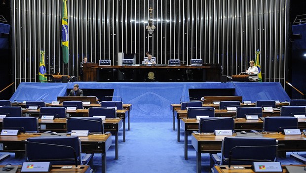 Sessão do Senado hoje com apenas dois parlamentares (Foto:  Pedro França/Agência Senado)