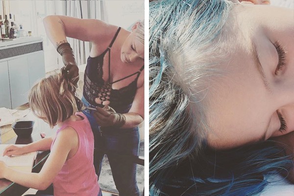 Pink tinge o cabelo da filha e demonstra apoio a Jessica Simpson (Foto: Reprodução / Instagram)