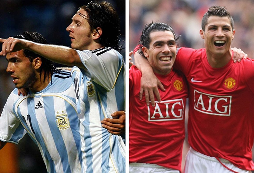 Tévez jogou com Messi na seleção argentina e com Cristiano Ronaldo no Manchester United — Foto: Infoesporte