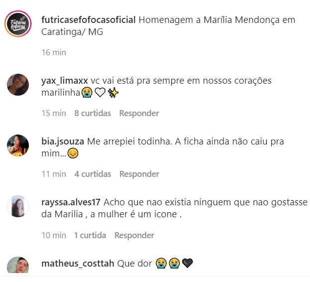 Fãs de Marília Mendonça se reúnem em praça de Caratinga e fazem homenagem (Foto: Reprodução / Instagram)