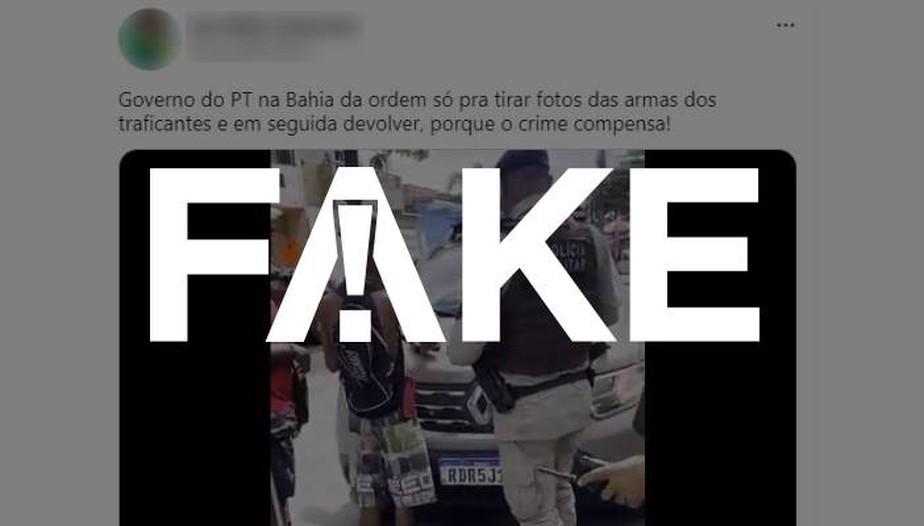 É #FAKE que vídeo mostre PMs simulando apreensão de armas na Bahia