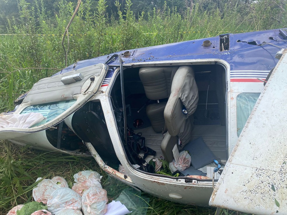 Avião cai em distrito de Caconde (SP) — Foto: Gabriel Delena/Jornal do Meio Dia