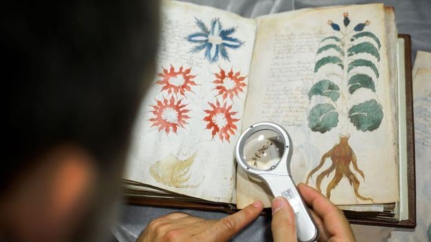 BBC - O manuscrito Voynich combina textos em um idioma ou código desconhecido, além de desenhos intrigantes (Foto: Getty Images via BBC News)