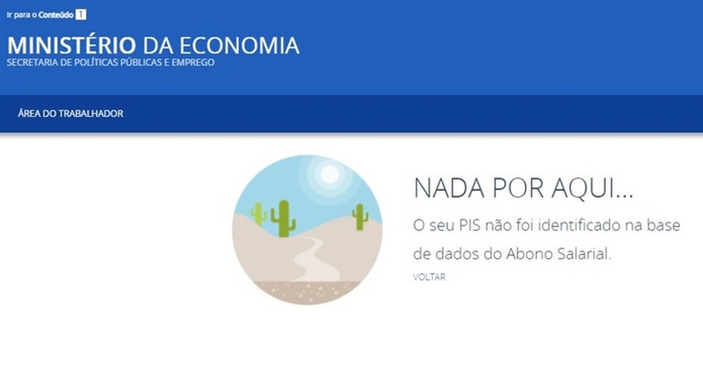 Resultado da consulta ao PIS 2022 no portal do Ministério da Economia — Foto: Reprodução/Raquel Freire