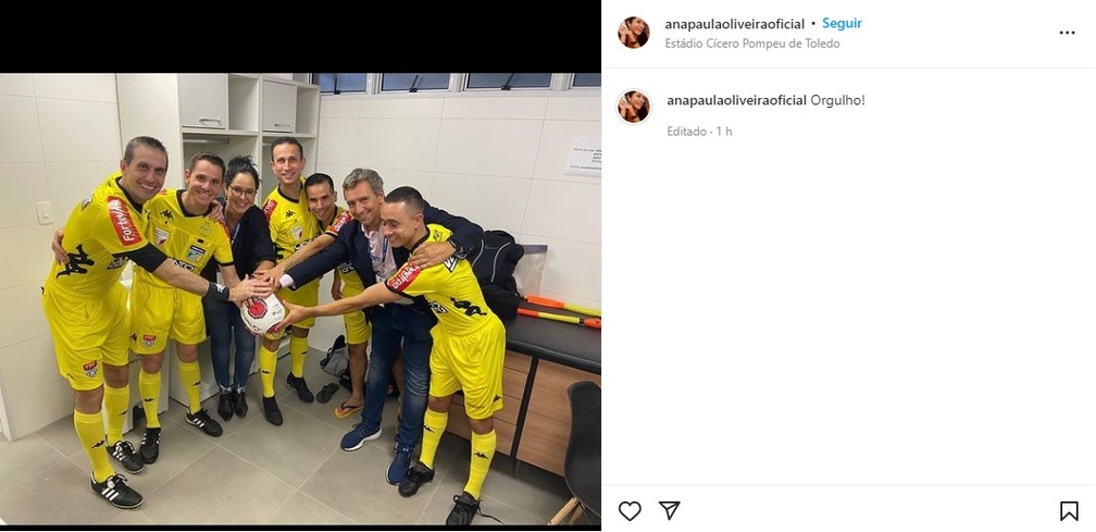 Post da equipe de arbitragem após a final entre São Paulo e Palmeiras — Foto: Reprodução