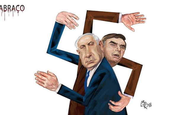 Bolsonaro e Netanyahu na charge de Aroeira