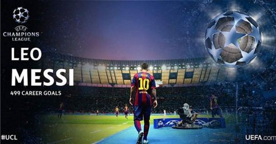 Organização da UEFA Champions League chama a atenção para o possível gol 500 de Messi (Foto: Reprodução/ Instagram)