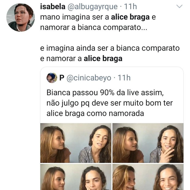 Olhar apaixonado de Bianca Comparato para Alice Braga viraliza na web (Foto: Reprodução)