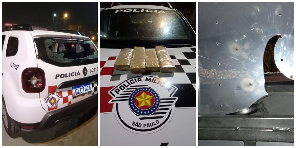 Dois suspeitos foram presos em flagrante com drogas após trocas de tiros com a PM em Guarujá, SP — Foto: Arquivo pessoal