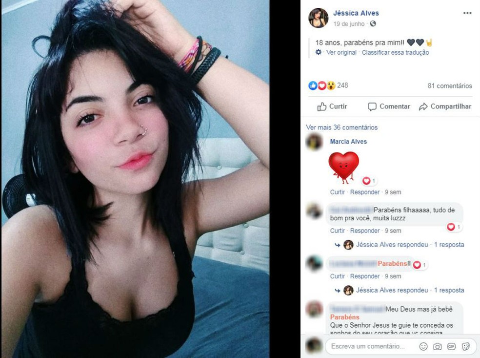 Jéssica Alves, moradora de Agudos, tinha 18 anos e foi morta por asfixia, diz a polícia — Foto: Facebook/Reprodução