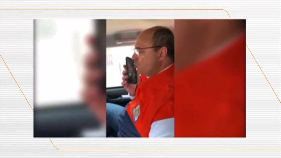 Witzel liga para Mourão no viva-voz e grava a conversa — Foto: Reprodução/TV Globo