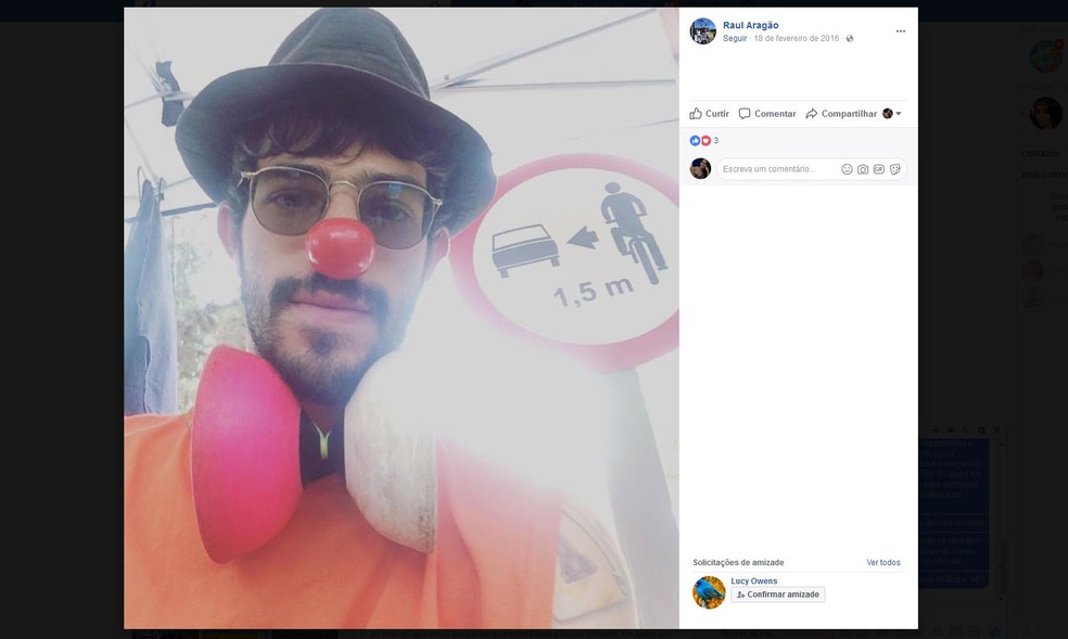 Em publicação em rede social, Raul Aragão indica militância por respeito a ciclistas (Foto: Reprodução)