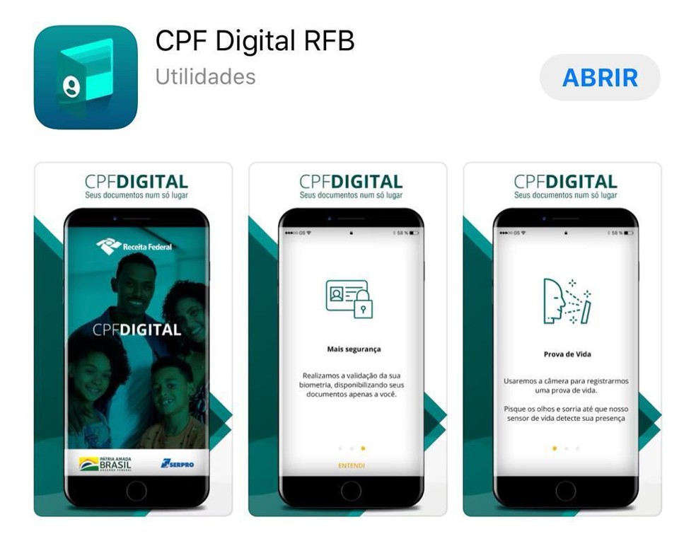 Aplicativo CPF Digital, da Receita — Foto: Reprodução