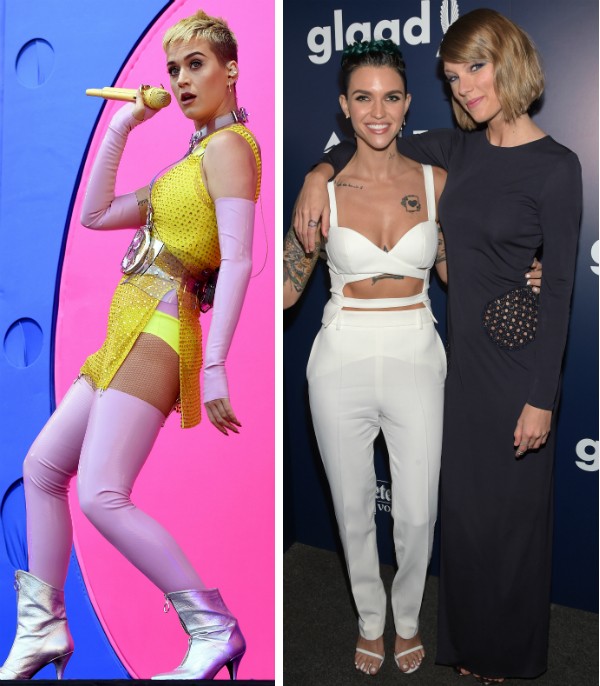Katy Perry, Ruby Rose e Taylor Swift (Foto: Getty Images)