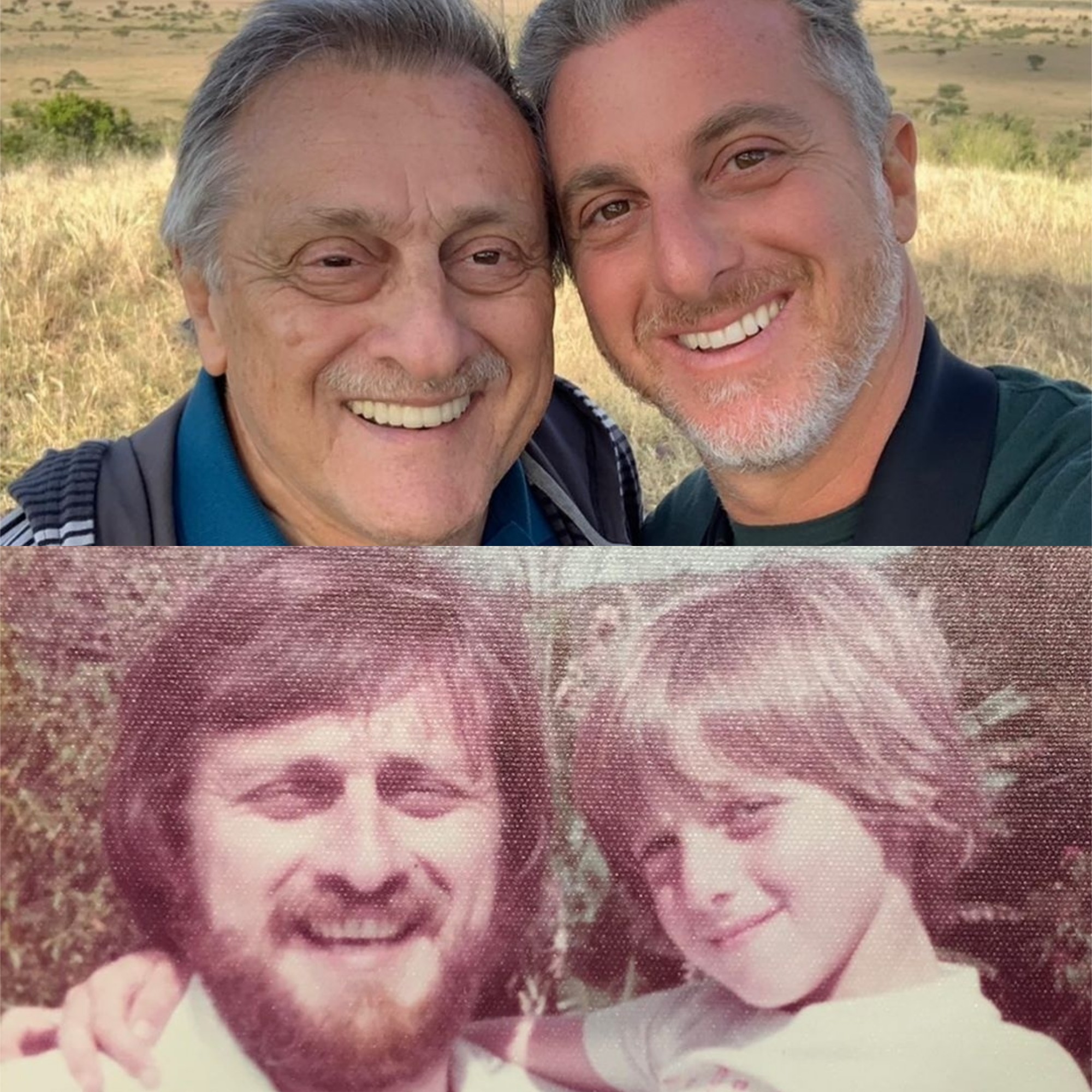 Hermes e Luciano Huck, pai e filho, antes e depois (Foto: Reprodução/Instagram)