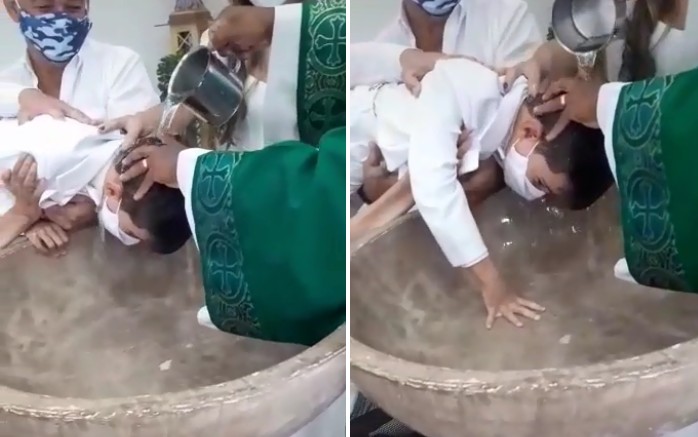 Batismo de Davi Henrique viralizou nas redes sociais (Foto: Reprodução/Tik Tok)
