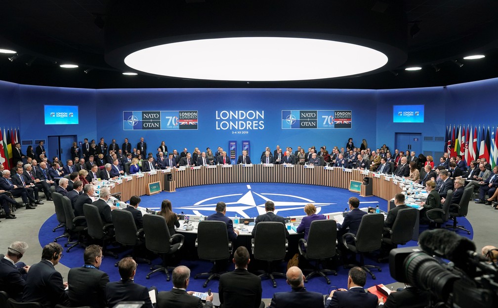 Vista geral da reunião de líderes da Otan em Watford, no Reino Unido, nesta quarta-feira (4)  — Foto: Kevin Lamarque/ Reuters