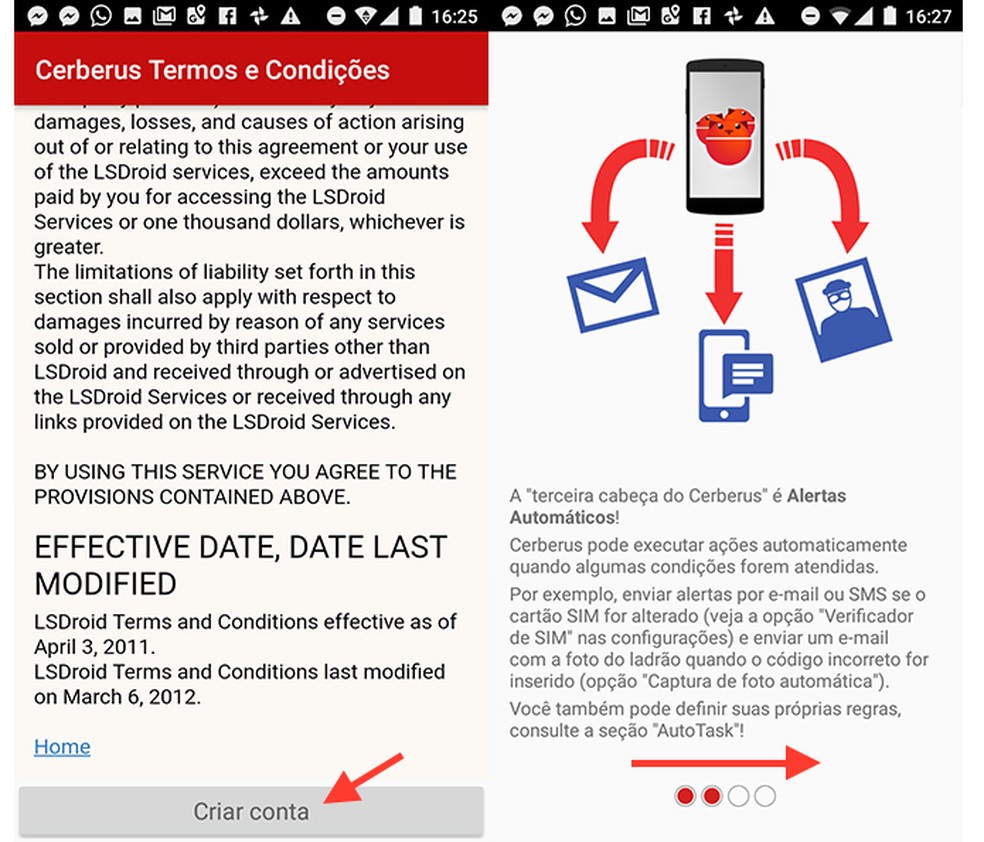 Opção para finalizar a criação de uma conta no app Cerberus (Foto: Reprodução/Marvin Costa)