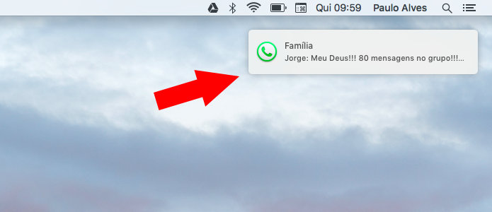 Alertas de novas mensagens chegam em notificação do OS X (Foto: Reprodução/Paulo Alves)
