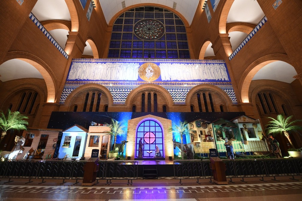Presépio é montado dentro da Basílica de Aparecida — Foto: Thiago Leon/Santuário Nacional de Aparecida