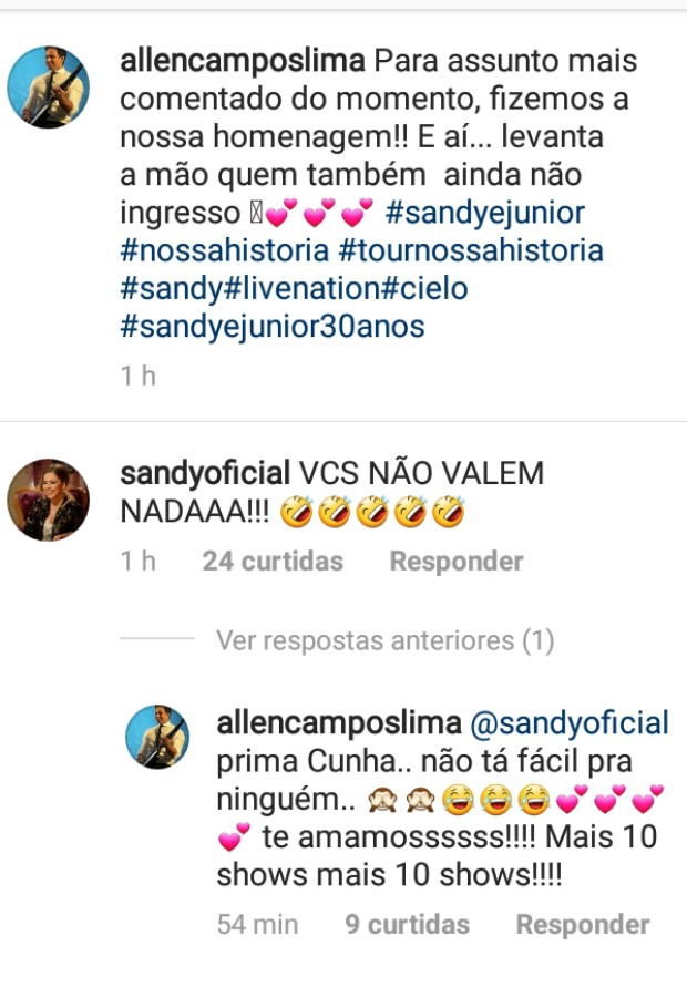 Allen e Amon Lima fazem paródia sobre a turnê de Sandy e Junior (Foto: Reprodução Instagram)