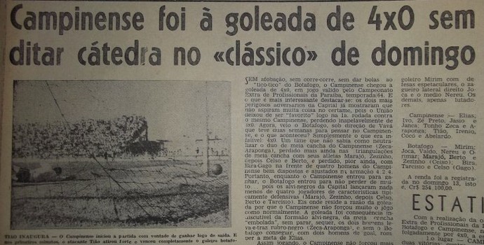 campinense 100 anos, Campinense x botafogo, time de 1964 (Foto: Acervo / Campinense Clube)