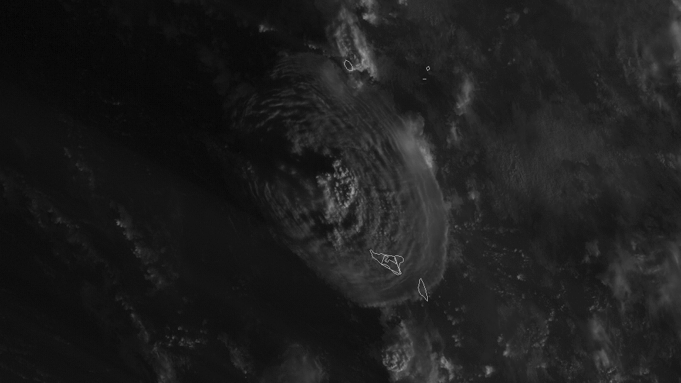 Erupção do vulcão de Tonga vista pelo satélite GOES West da NOAA (Foto: NOAA)