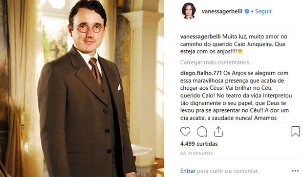 Vanessa Gerbelli faz homenagem a Caio Junqueira  (Foto: Reprodução)