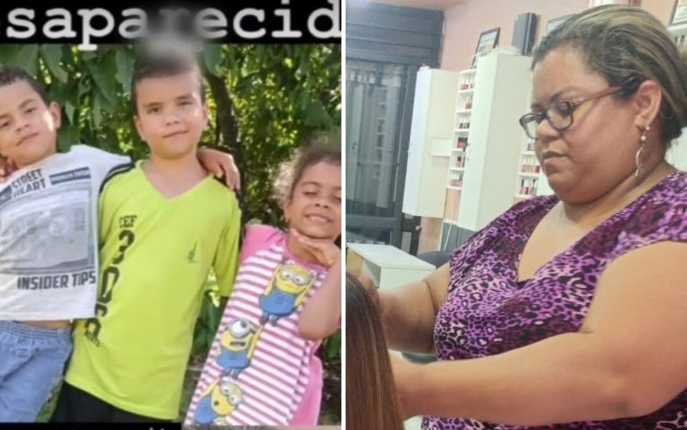 Crianças e cabeleireira que estavam desaparecidas no Distrito Federal, em Goiás — Foto: Reprodução/Redes Sociais