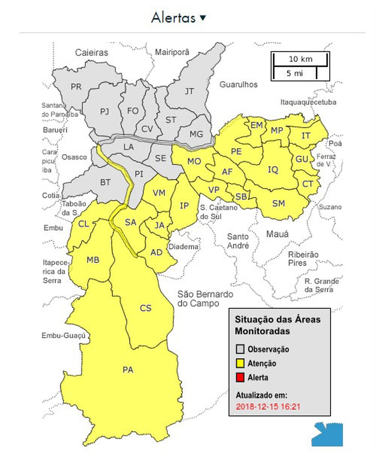 Chuva forte atinge divisa com o ABC e regiões de SP entram em estado de ...