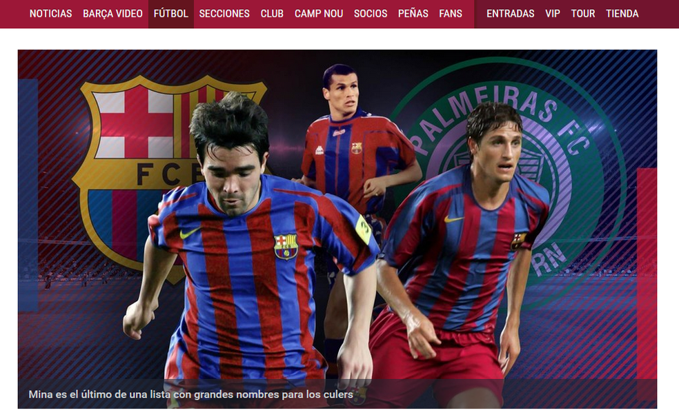 Barcelona comete gafe em seu site oficial e mostra escudo errado do Palmeiras (Foto: reprodução)