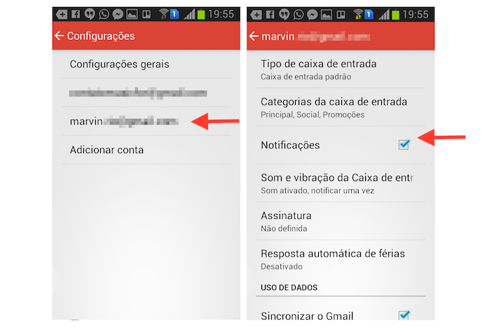 Ativando as notifica??es do aplicativo do Gmail no Android (Foto: Reprodu??o/Marvin Costa)