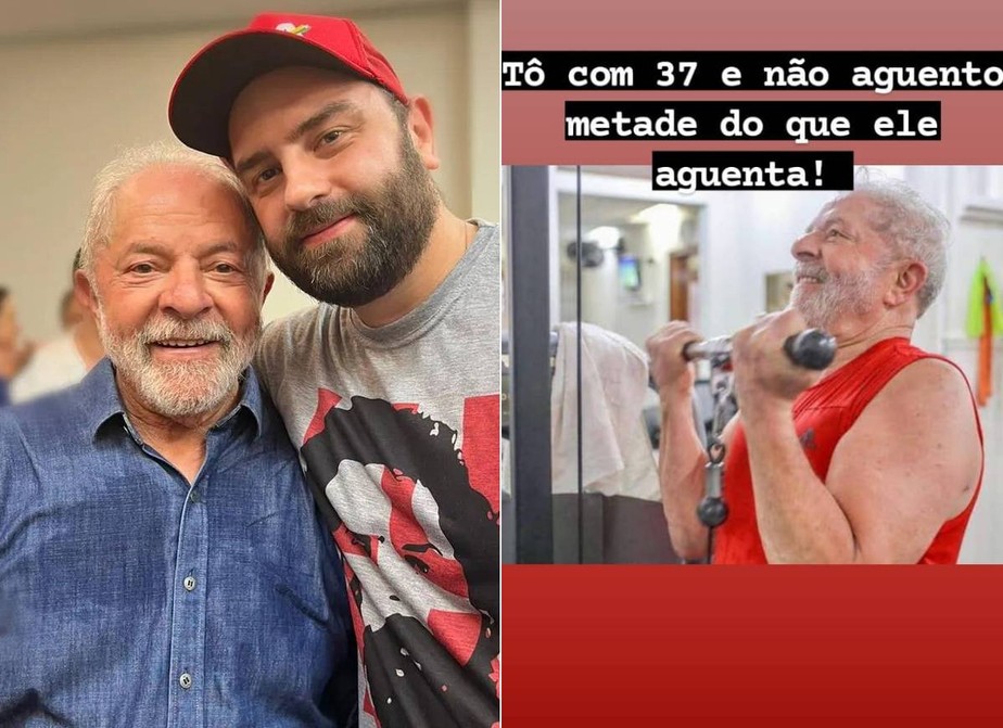 Luiz Inácio Lula da Silva com o filho caçula,  Luis Claudio Lula da Silva, que exaltou vitalidade do pai