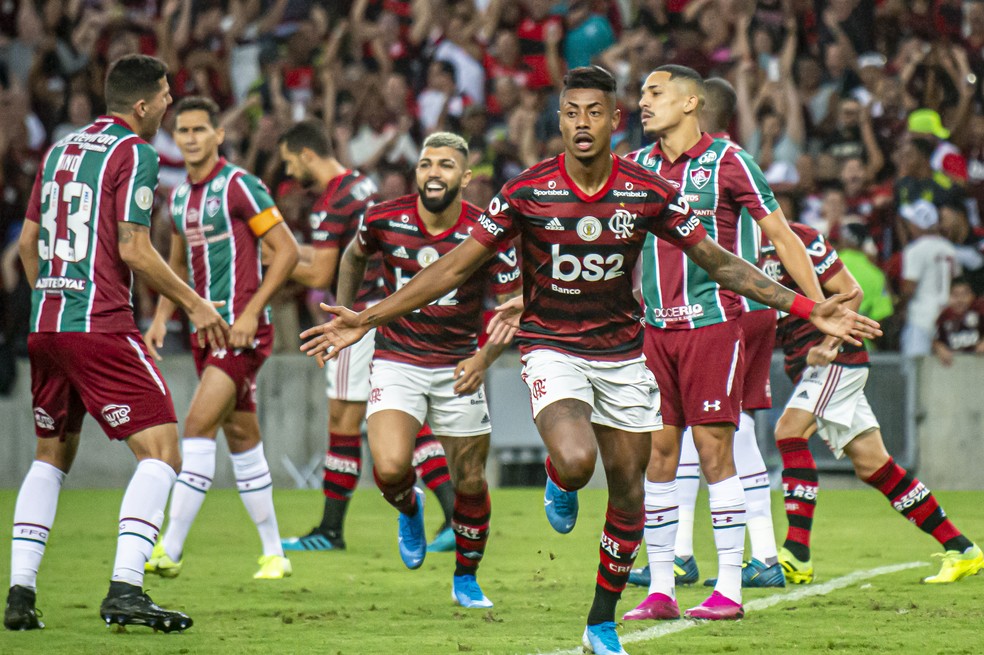 Bruno Henrique já fez três gols no Fluminense pelo Flamengo — Foto: Alexandre Vidal, Marcelo Cortes & Paula Reis / Flamengo