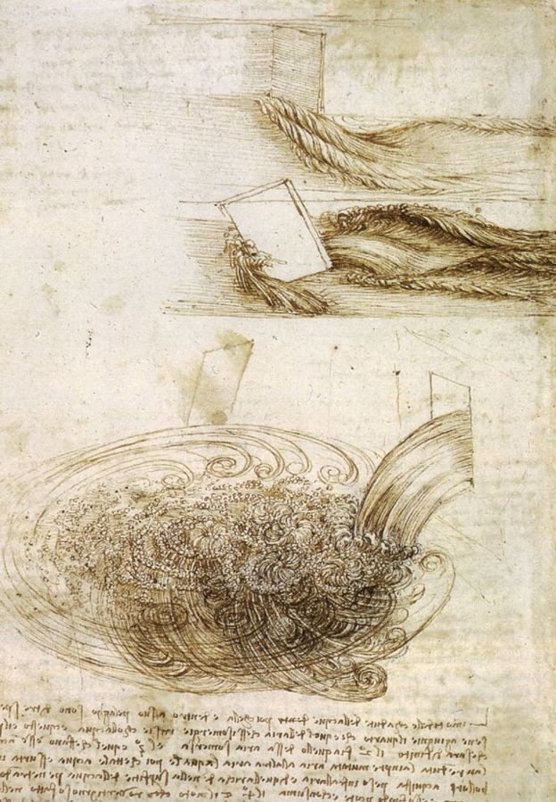 Da Vinci foi o primeiro a notar importante fenômeno de mecânica dos fluidos (Foto: THE ROYAL COLLECTION TRUST, via BBC News Brasil)