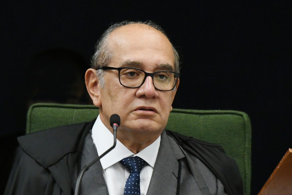 O ministro Gilmar Mendes, durante sessão do STF em abril de 2022 — Foto: Carlos Moura/SCO/STF