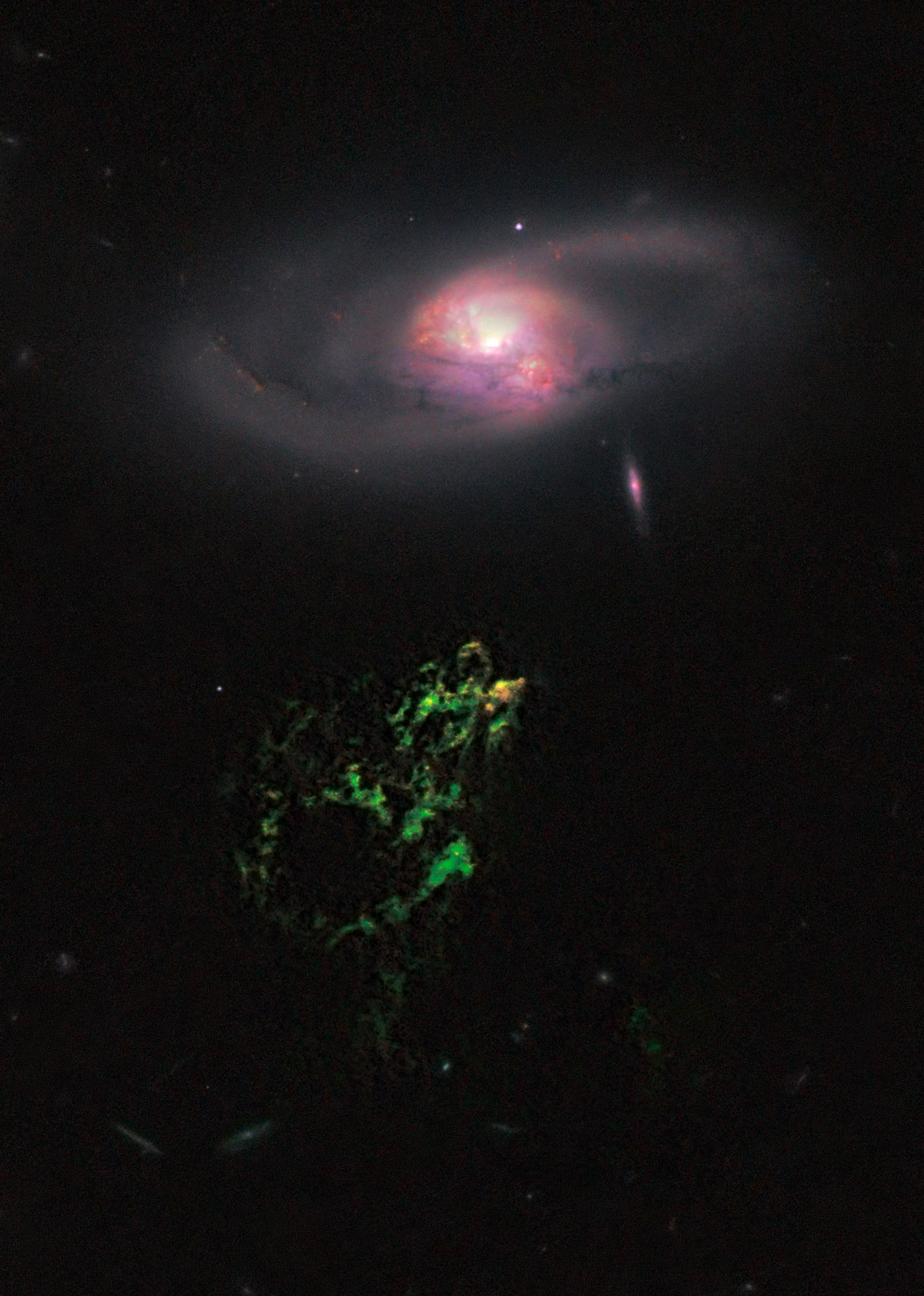 Voorwerp de Hanny e a galáxia IC 2497, captadas pelo Telescópio Hubble (Foto: NASA, ESA, W. Keel e equipe do Galaxy Zoo/Wikimedia Commons)