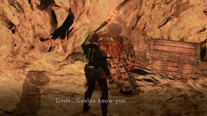 Gavlan aparece em uma pequena caverna em Harvest Valley (Foto: Reprodu??o/Youtube)