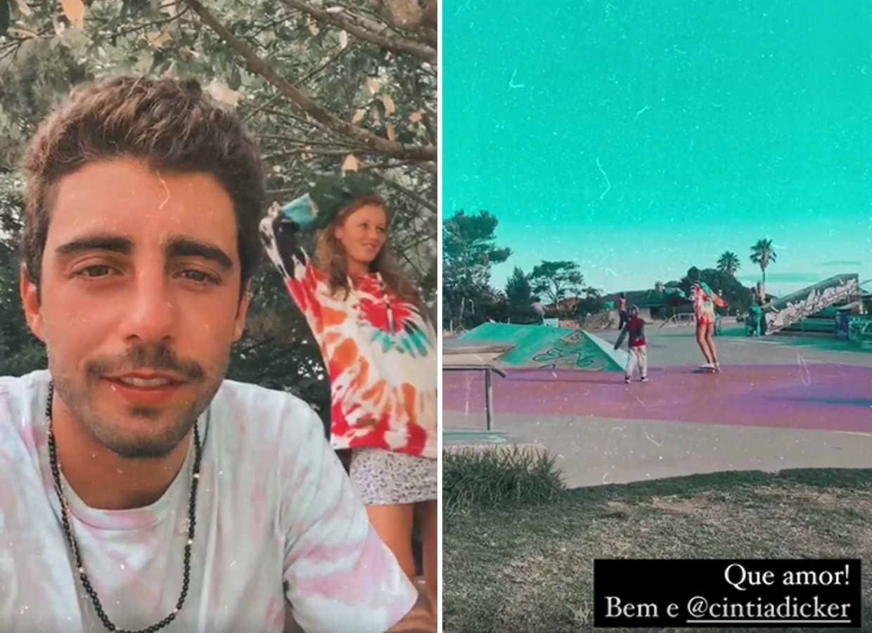 Pedro Scooby mostra Cintia Dicker andando de skate com Bem (Foto: Reprodução/Instagram)