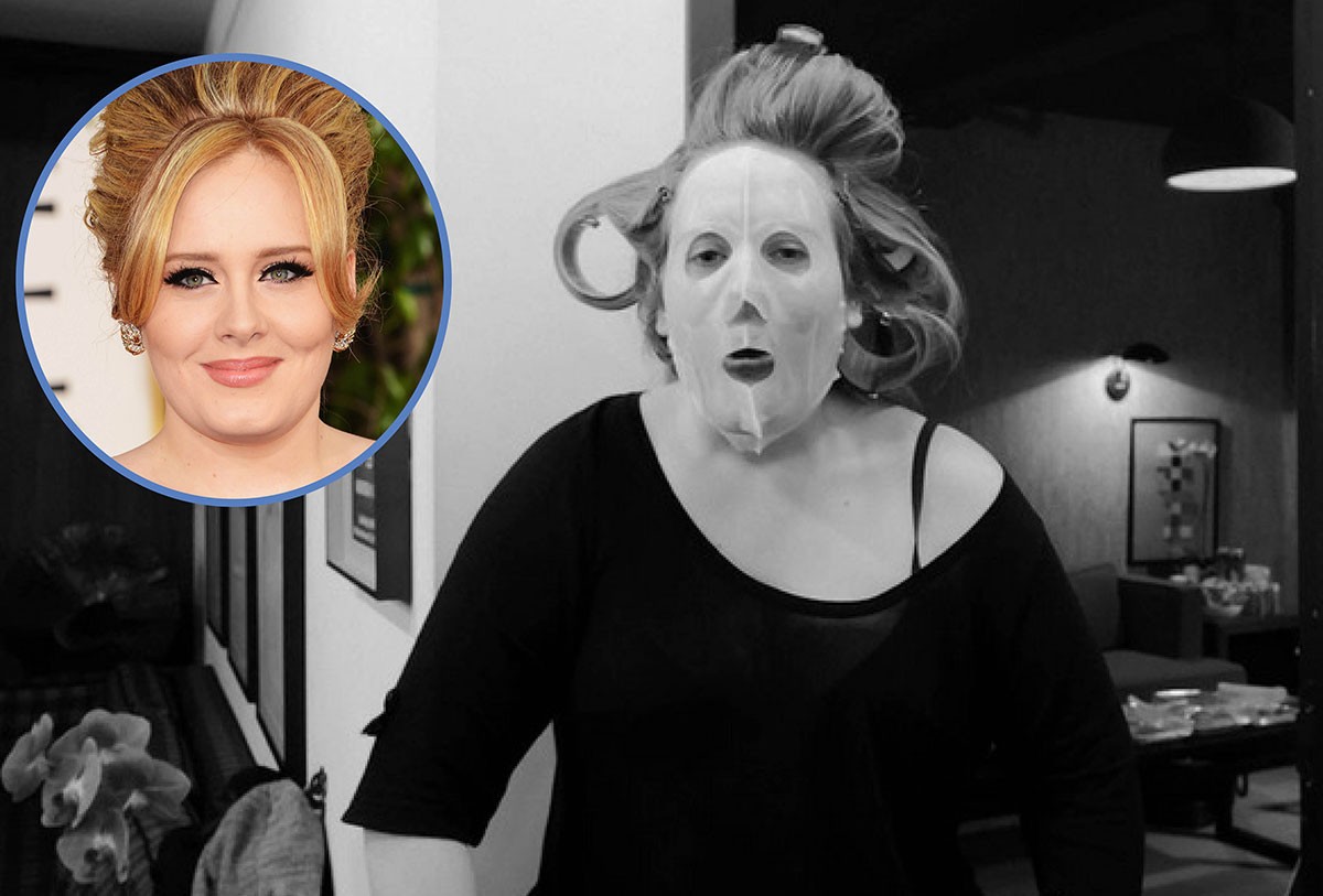 Adele compartilha imagem de bastidores na qual aparece usando máscara (Foto: Getty Images / Reprodução Instagram)