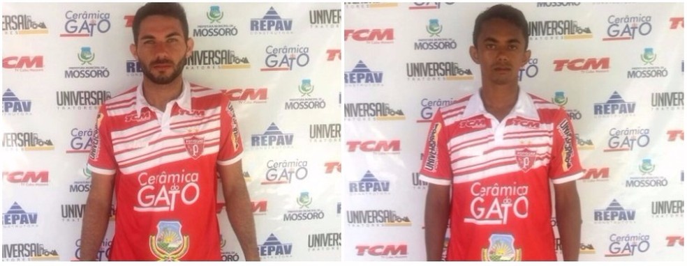 Capacete e Leozinho são apresentados pelo Potiguar de Mossoró (Foto: Marcelo Diaz/Divulgação)