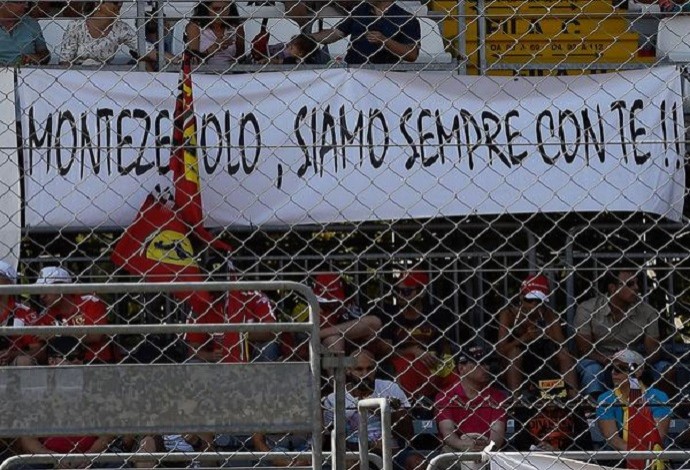 torcida apoia montezemolo na ferrari, em monza 6/9/2014 (Foto: Reprodução/Twitter da Ferrari)