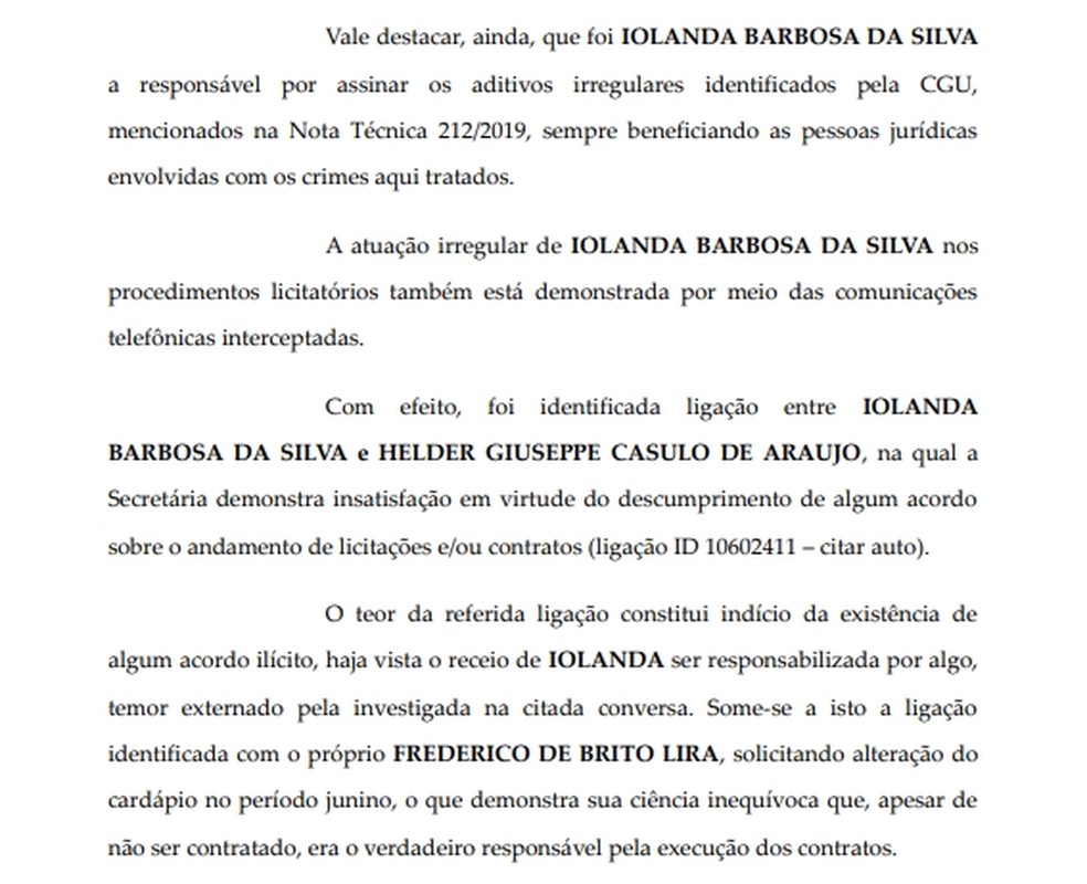 MPF afirma que Iolanda Barbosa tinha conhecimento das irregularidades — Foto: Reprodução/MPF